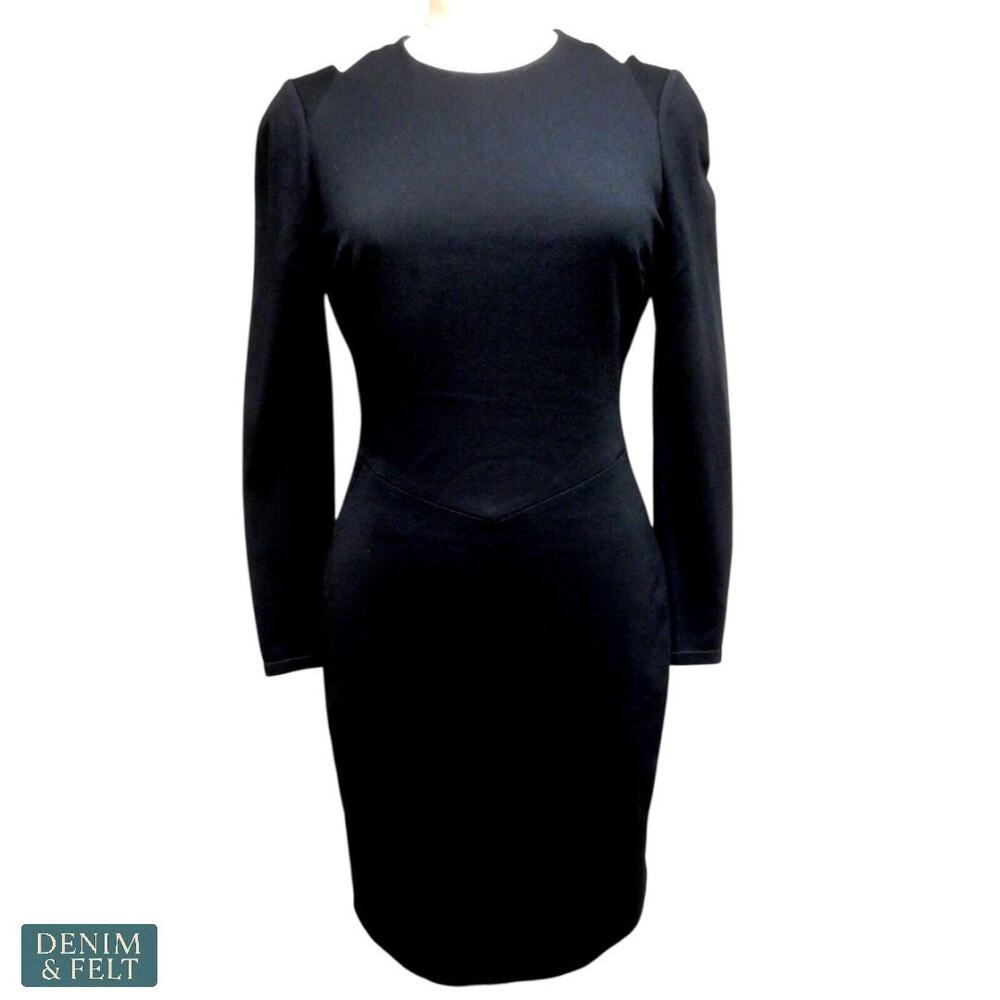 Jason Wu‎ Black Cutout Back Long Sleeve Sheath Dress Designer Minimalist Chic